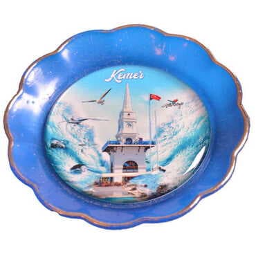 Kemer Themed Epoxy Dome Plate Shaped Souvenir Fridge Magnet 73 mm - 10