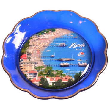 Kemer Themed Epoxy Dome Plate Shaped Souvenir Fridge Magnet 73 mm - 12