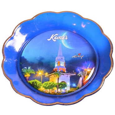 Kemer Themed Epoxy Dome Plate Shaped Souvenir Fridge Magnet 73 mm - 13