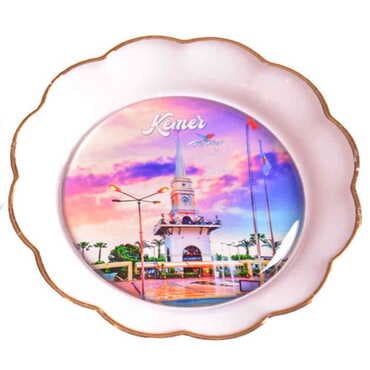 Kemer Themed Epoxy Dome Plate Shaped Souvenir Fridge Magnet 73 mm - 18