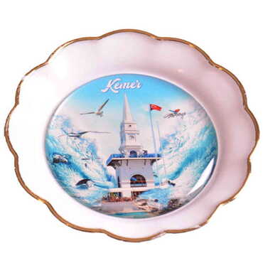 Kemer Themed Epoxy Dome Plate Shaped Souvenir Fridge Magnet 73 mm - 19