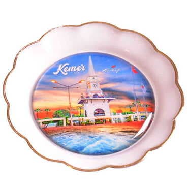 Kemer Themed Epoxy Dome Plate Shaped Souvenir Fridge Magnet 73 mm - 20