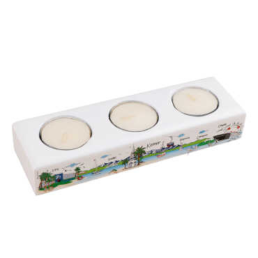 Kemer Temalı Myros Üçlü Ahşap Mumluk - Myros