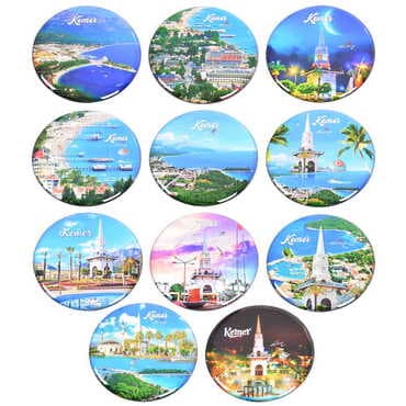 Kemer Themed Epoxy Dome Round Souvenir Fridge Magnet 67 mm - 2