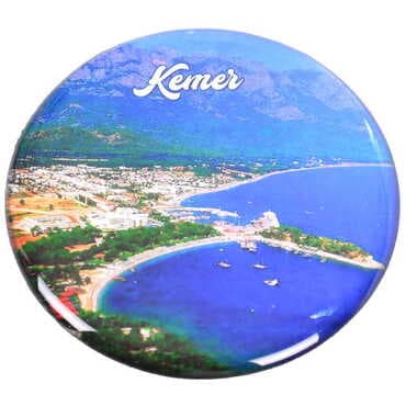 Kemer Themed Epoxy Dome Round Souvenir Fridge Magnet 67 mm - 3
