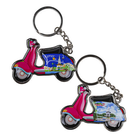 Kemer Temalı Scooter Şekilli Metal Anahtarlık - 2