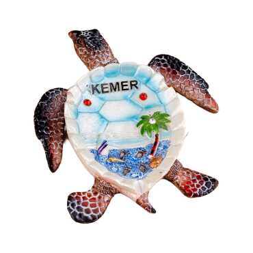 Kemer Temalı Sedefli Taşlı Polyester Büyük Kaplumbağa Küllük 13.5*12 Cm - 4