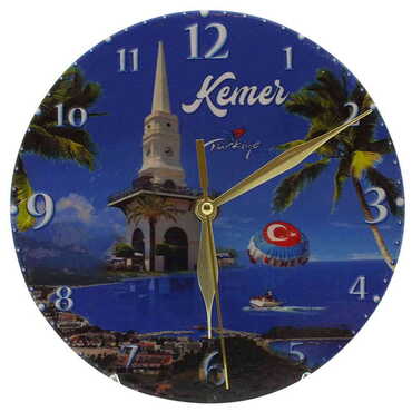 Kemer Themed Ceramic Wall Clock 20 Cm - 4
