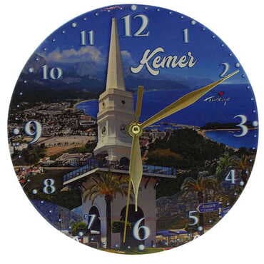 Kemer Themed Ceramic Wall Clock 20 Cm