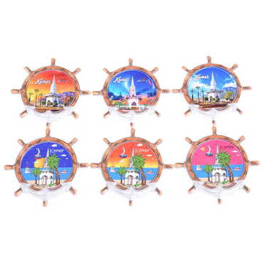Kemer Themed Customised UV Printed Plastic Base Marin Rudder Shaped Fridge Magnet 82x82 mm - 3