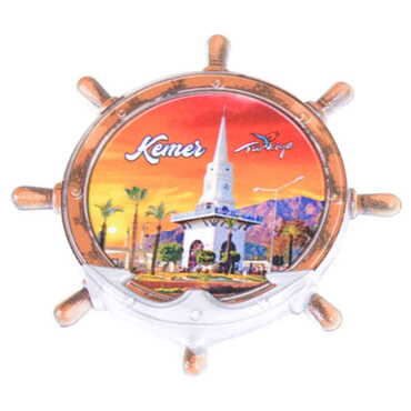 Kemer Themed Customised UV Printed Plastic Base Marin Rudder Shaped Fridge Magnet 82x82 mm - 4