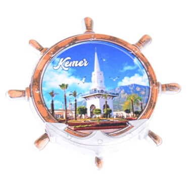 Kemer Themed Customised UV Printed Plastic Base Marin Rudder Shaped Fridge Magnet 82x82 mm - 6