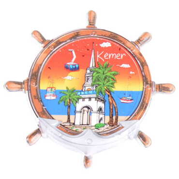 Kemer Themed Customised UV Printed Plastic Base Marin Rudder Shaped Fridge Magnet 82x82 mm - 8