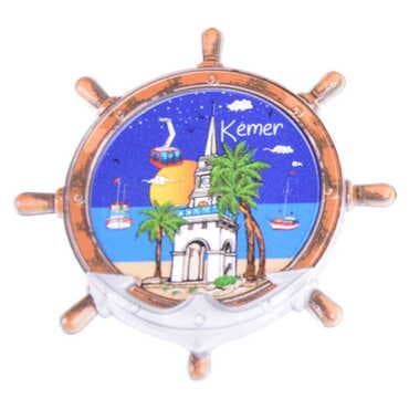 Kemer Themed Customised UV Printed Plastic Base Marin Rudder Shaped Fridge Magnet 82x82 mm - 9