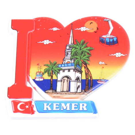 Toptan Kemer Temalı Uv Baskılı Kalp Şekilli Magnet 86x62 mm