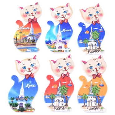 Kemer Themed Customised UV Printed Plastic Base Cat Shaped Fridge Magnet 43x87 mm - 3