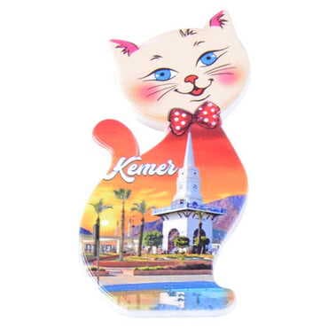 Kemer Themed Customised UV Printed Plastic Base Cat Shaped Fridge Magnet 43x87 mm - 4