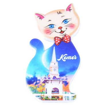 Kemer Themed Customised UV Printed Plastic Base Cat Shaped Fridge Magnet 43x87 mm - 5