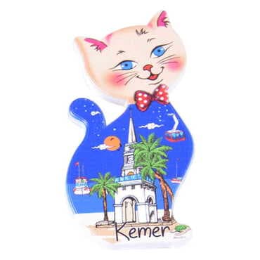 Kemer Themed Customised UV Printed Plastic Base Cat Shaped Fridge Magnet 43x87 mm - 6