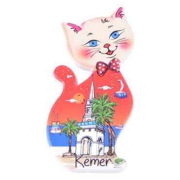 Kemer Themed Customised UV Printed Plastic Base Cat Shaped Fridge Magnet 43x87 mm - 8