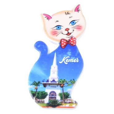 Kemer Themed Customised UV Printed Plastic Base Cat Shaped Fridge Magnet 43x87 mm - 9