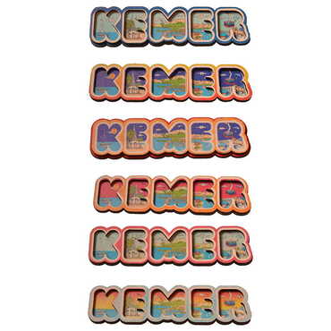 Kemer Themed Wooden UV Printed City Name Letter Fridge Magnet - 2