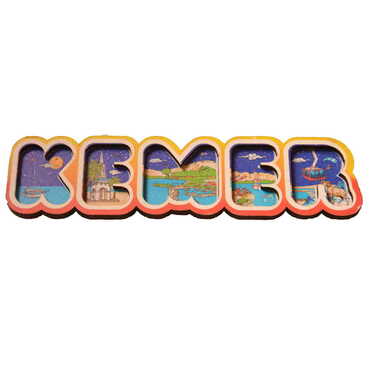 Kemer Themed Wooden UV Printed City Name Letter Fridge Magnet - 3