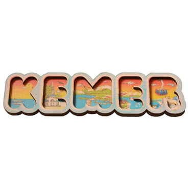 Kemer Themed Wooden UV Printed City Name Letter Fridge Magnet - 4