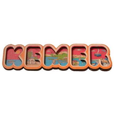 Kemer Themed Wooden UV Printed City Name Letter Fridge Magnet - 5