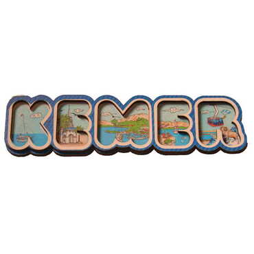 Kemer Themed Wooden UV Printed City Name Letter Fridge Magnet - 7