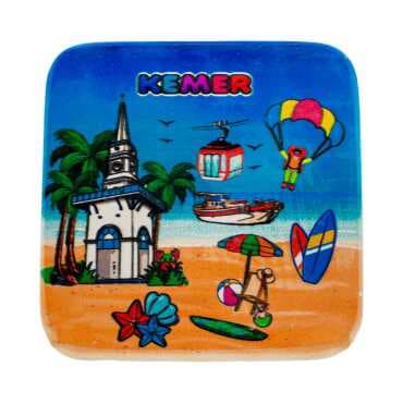 Kemer Themed UV Square Traditional Coaster 97 mm