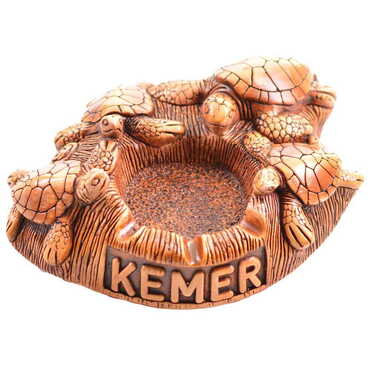 Kemer Themed 4 Baby Turtles Shaped Plaster Raised Cottage Ashtray - Thumbnail