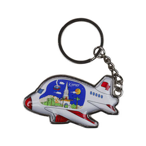 Kemer Themed Airplane Shaped Metal Keychain - 1