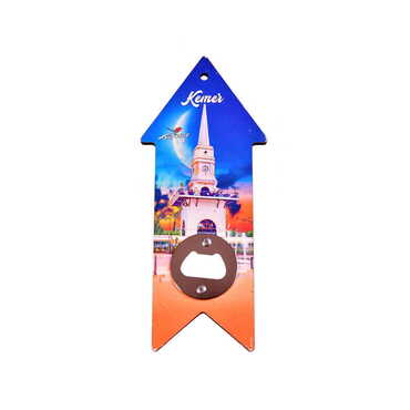 Kemer Themed Arrow Shaped Printed MDF Wooden Bottle Opener 193x82 mm - Thumbnail