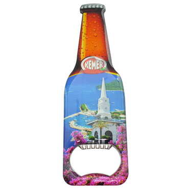 Myros - Kemer Themed Beer Bottle Shaped Metal Magnetic Bottle Opener 130x39 mm