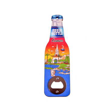 Myros - Kemer Themed Beer Bottle Shaped Printed MDF Wooden Bottle Opener 200x59 mm