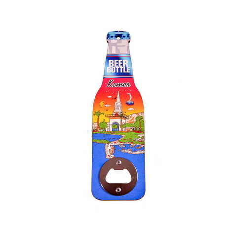 Kemer Themed Beer Bottle Shaped Printed MDF Wooden Bottle Opener 200x59 mm