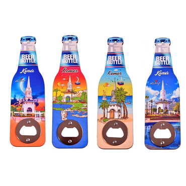 Kemer Themed Beer Bottle Shaped Printed MDF Wooden Bottle Opener 200x59 mm - 2