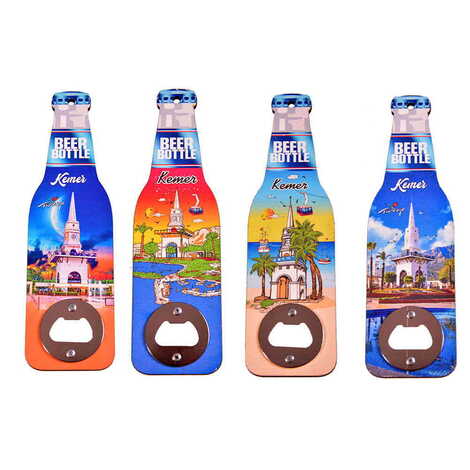 Kemer Themed Beer Bottle Shaped Printed MDF Wooden Bottle Opener 200x59 mm - 2