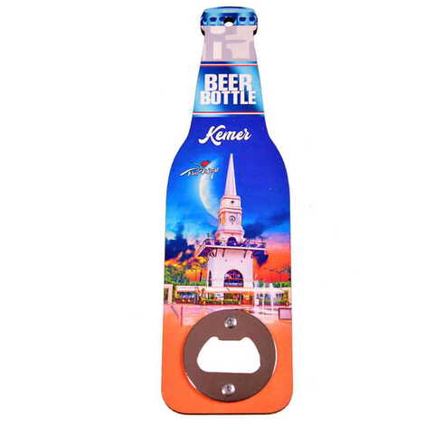 Kemer Themed Beer Bottle Shaped Printed MDF Wooden Bottle Opener 200x59 mm - 3