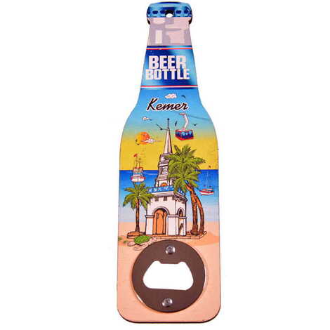 Kemer Themed Beer Bottle Shaped Printed MDF Wooden Bottle Opener 200x59 mm - 4