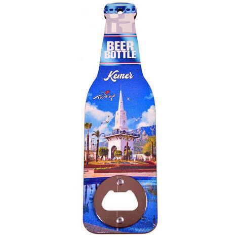 Kemer Themed Beer Bottle Shaped Printed MDF Wooden Bottle Opener 200x59 mm - 5