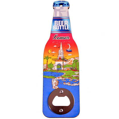Kemer Themed Beer Bottle Shaped Printed MDF Wooden Bottle Opener 200x59 mm - 6