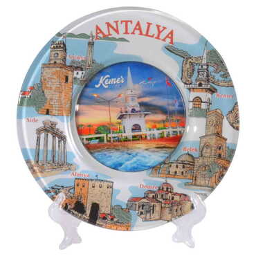 Kemer Themed Bespoke Printed Glass Plate 18 Cm - Thumbnail