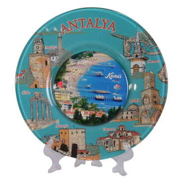 Myros - Kemer Themed Bespoke Printed Glass Plate 21 Cm