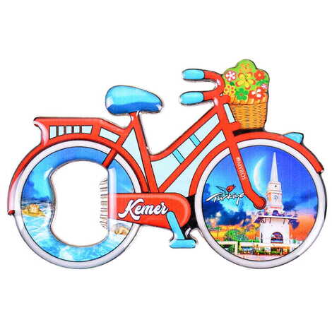 Kemer Themed Bicycle Shaped Metal Magnetic Bottle Opener 100x65 mm - 5