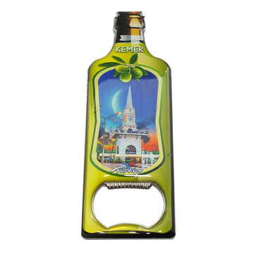 Myros - Kemer Themed Bottle Shaped Metal Magnetic Bottle Opener 115x39 mm