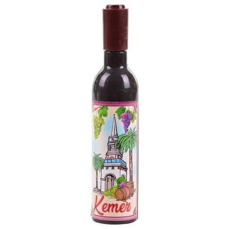 Kemer Themed Bottle Shaped Metal Wine Bottle Corkscrew Opener-Magnetic 115x25x25 mm