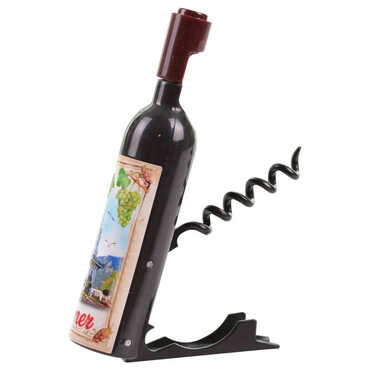 Kemer Themed Bottle Shaped Metal Wine Bottle Corkscrew Opener-Magnetic 115x25x25 mm - Thumbnail