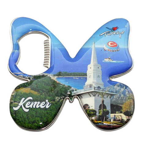 Kemer Themed Butterfly Shaped Metal Magnetic Bottle Opener 70x70 mm